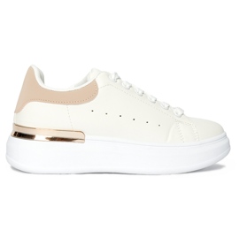 Sneakers da donna in pelle bianca con un elemento rosa bianco