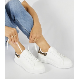 Sneakers bianche da donna con elemento stampa leopardo bianco