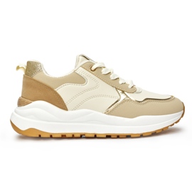 Scarpe sportive da donna beige con suola spessa