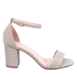Sandali con tacco alto Yanas Gold iridescenti d'oro