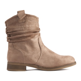 Stivaletti stropicciati in camoscio beige