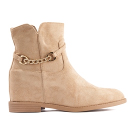 Stivali da donna beige con catena