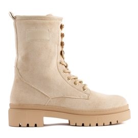 Stivaletti da donna stringati beige