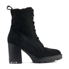 Stivaletti stringati in camoscio nero