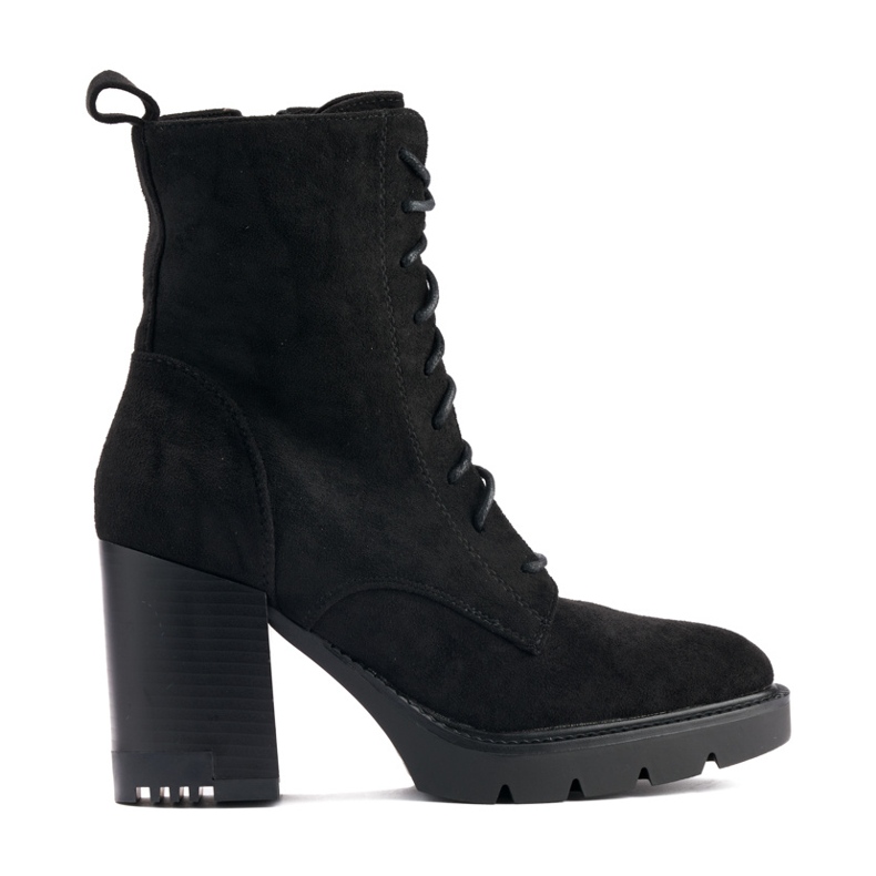 Stivaletti stringati in camoscio nero