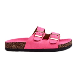 Infradito slip-on da donna con suola in sughero, rosa fluo, Cortina
