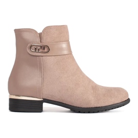 Stivaletti da donna beige con elementi dorati