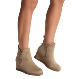 Stivali con zeppa da donna beige