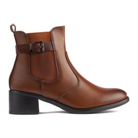 Stivaletti da donna marroni con tacco basso marrone