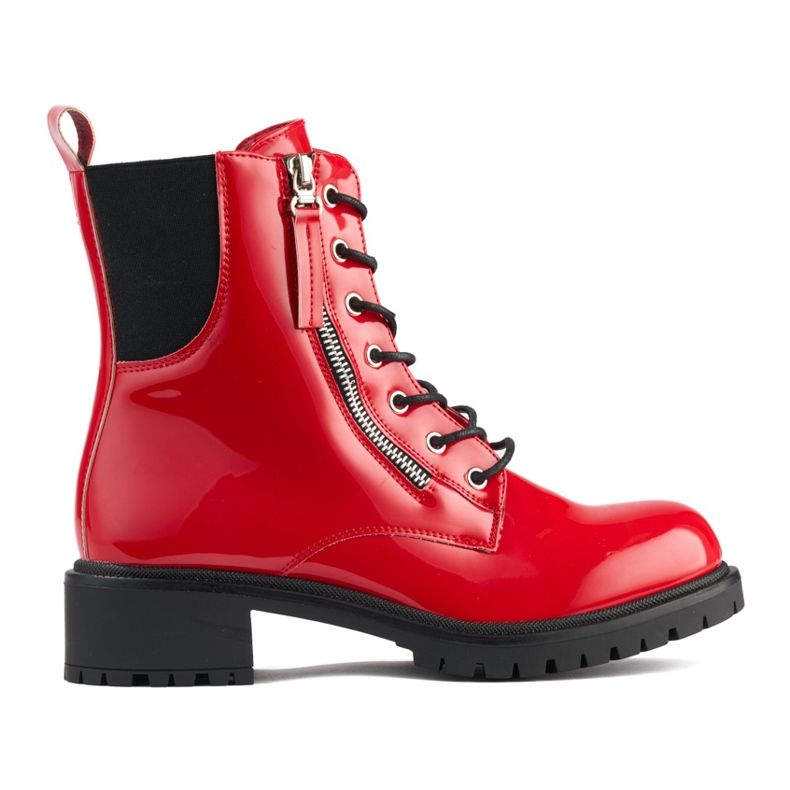 Stivali da operaio in vernice rossa rosso