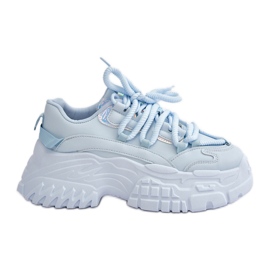Scarpe da ginnastica blu da donna su una suola massiccia Nevela