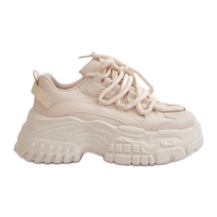 Sneakers beige chiaro da donna su suola spessa Nevela