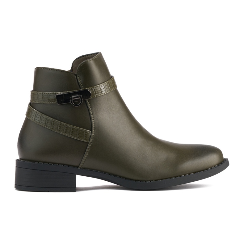 Stivaletti da donna con tacco basso verde scuro