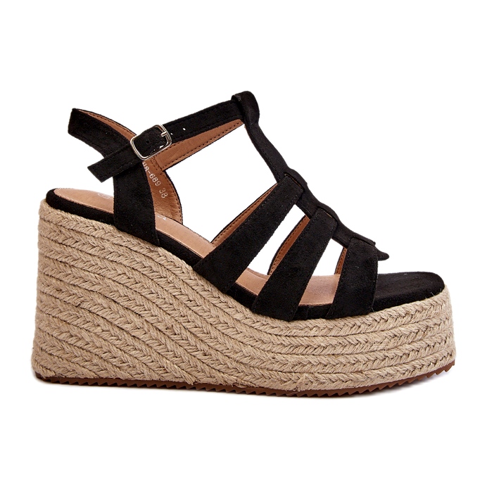 Sandali da donna Espadrilles per cuneo con treccia nera nero