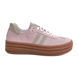 Zazoo N1068S4 Scarpe da ginnastica con plateau in pelle scamosciata da donna, Viola