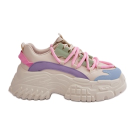 Sneakers da donna con suola spessa Nevela multicolore beige
