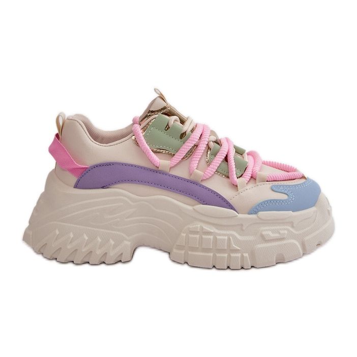Sneakers da donna con suola spessa Nevela multicolore beige
