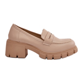 Scarpe Con Tacco Basso Da Donna, Realizzate In Eco Pelle Menloa Beige