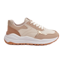 Sneakers Platform da Donna in Eco Pelle, Colore Beige Issatta