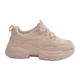 Sneakers Sportive da Donna con Suola Grossa, Lerista Beige Chiaro