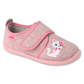 Ciabatte per bambini Befado con inserto in pelle gattino 902Y041 rosa