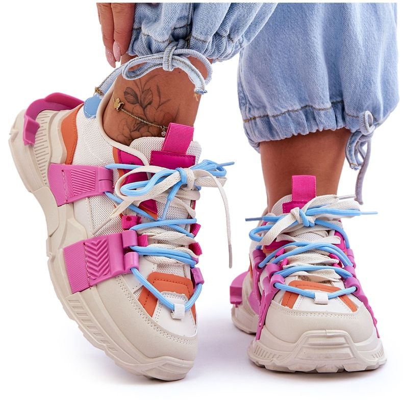 Seastar Scarpe sportive stringate alla moda da donna, beige e rosa