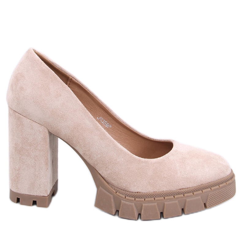 Décolleté con tacco alto e plateau Angela Khaki beige