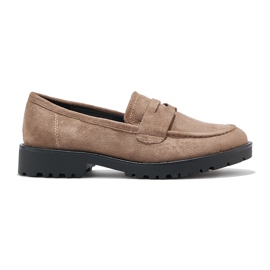 Mocassini da donna in camoscio beige