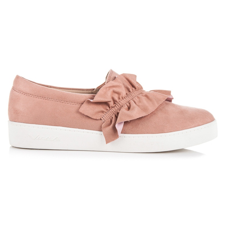 Vices Slipons in camoscio con balza rosa