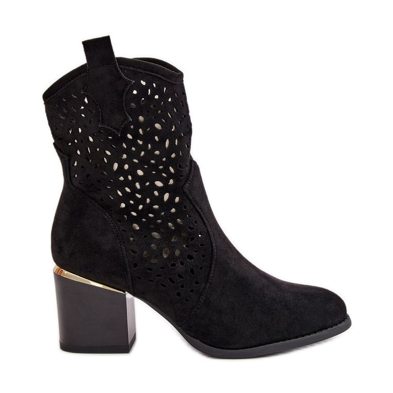 Stivaletti traforati in eco suede, chiusi con cerniera, colore Sevana nero