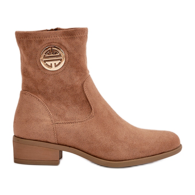 Jezzi Stivaletti Da Donna Allacciati Con Cerniera Con Dettaglio Decorativo Eco Camoscio Beige Lerioria