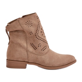 Jezzi Stivaletti Bassi Traforati da Donna, Chiusi con Cerniera, Irinette Beige