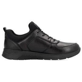Comode scarpe slip-on da uomo nere in pelle Rieker 39653-00 nero