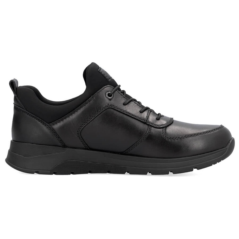 Comode scarpe slip-on da uomo nere in pelle Rieker 39653-00 nero