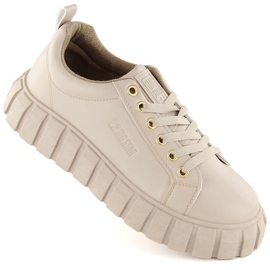 Scarpe stringate plateau da donna beige Big Star MM274618