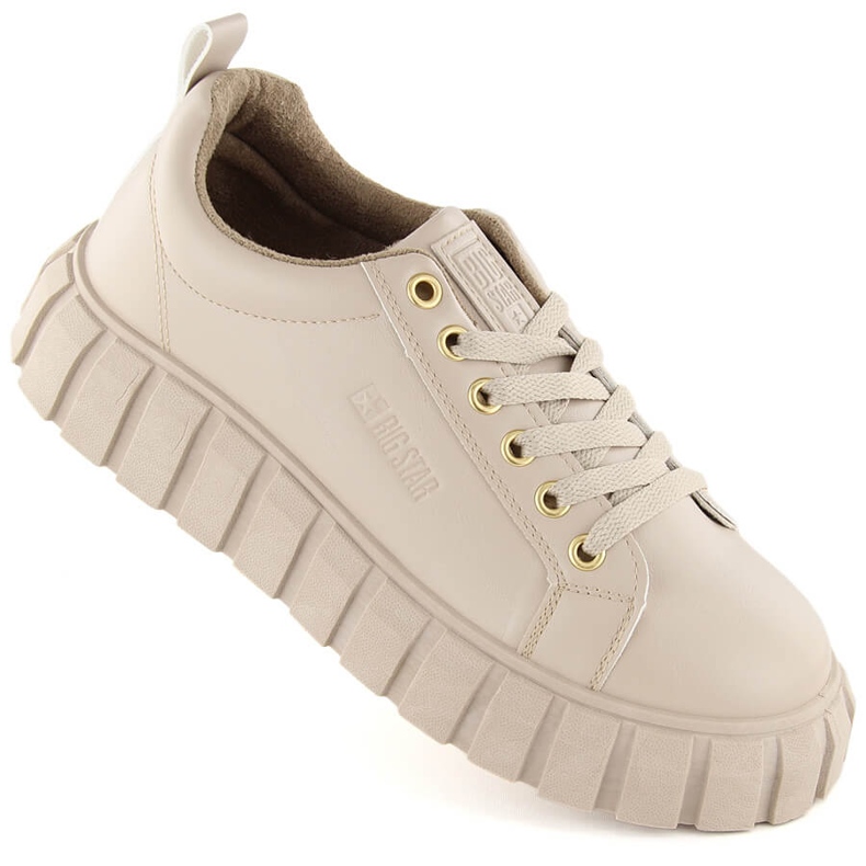 Scarpe stringate plateau da donna beige Big Star MM274618