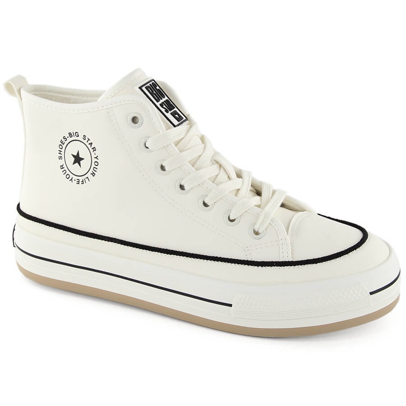 Sneakers da donna con plateau, leggermente isolanti, bianche Big Star OO274061 bianca