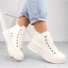 Sneakers alte da donna con plateau, Big Star bianche OO274064 bianco