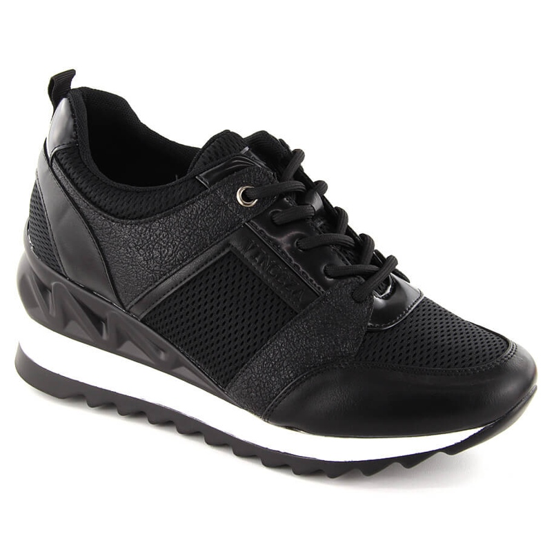Scarpe sportive da donna con zeppa nere Vinceza 10733 nero