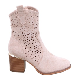 Antares Stivali texani in camoscio traforato beige