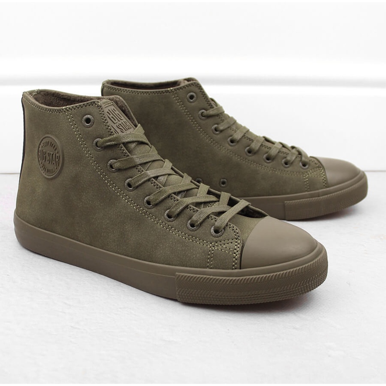 Scarpe da ginnastica kaki alte e imbottite da uomo Big Star OO174250 verde