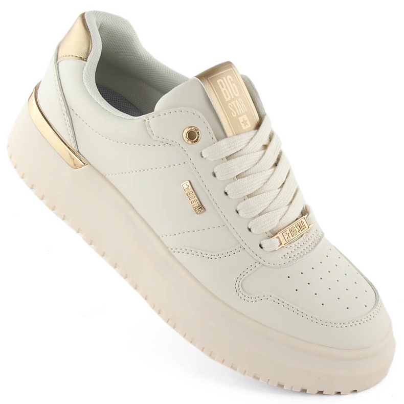 Scarpe sportive stringate da donna beige Big Star OO274757