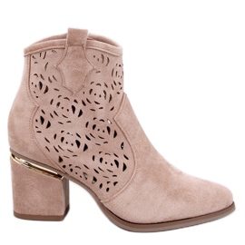 Stivaletti con tacco alto Donovan Khaki traforati beige