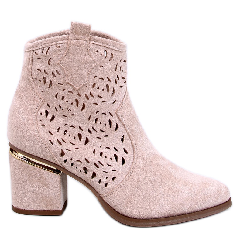 Stivaletti con tacco alto Donovan Beige traforati