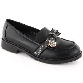 Mocassini da donna con fiocco, neri S.Barski HY42-331 nero