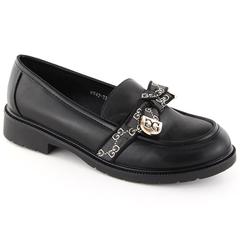Mocassini da donna con fiocco, neri S.Barski HY42-331 nero