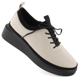 Scarpe slip-on da donna in pelle, beige, T.Sokolski J23-705