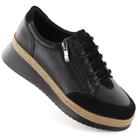 Scarpe da donna in pelle con cerniera, nere T.Sokolski J24-207 nero