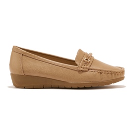 Mocassini da donna beige con decorazione
