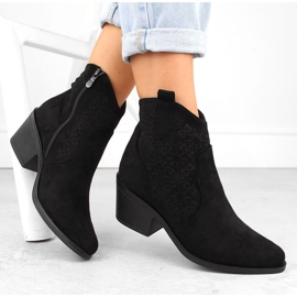 Stivali texani da donna in pelle scamosciata traforata, neri S.Barski HY42-944 nero